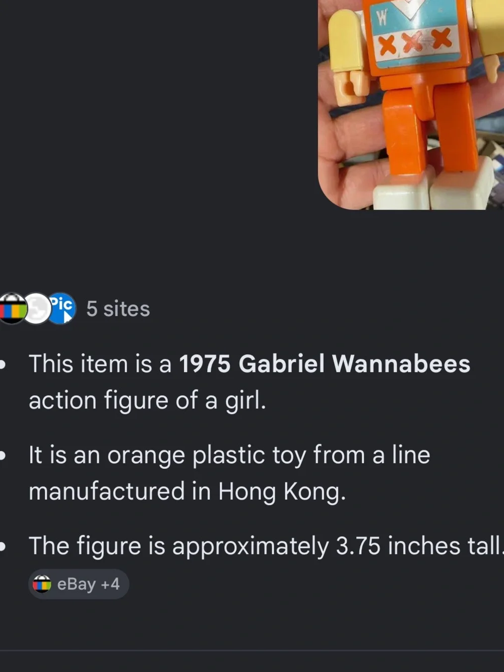Gabriel Wannabees Vintage 1975 Action Figure Toy - Playset Character